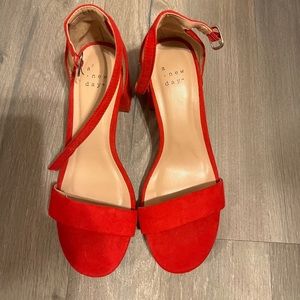 red low block heels